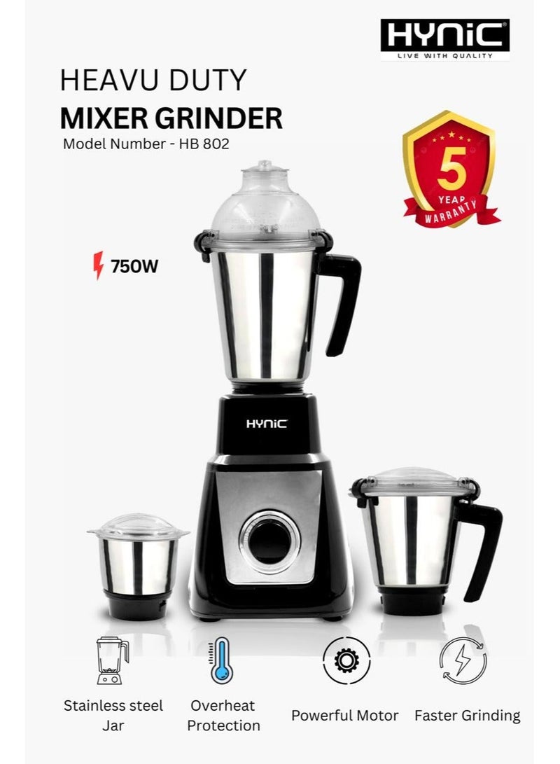 Hynic Mixer Grinder Pyramid 3-in-1 | 750W Powerful Motor | 3 Stainless Steel Jars - Image 1